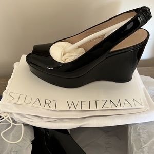 Stuart Weitzman Black Patent Leather Platforms